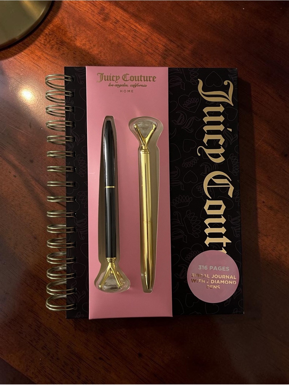 Juicy Couture Spiral Journal with Black & Gold Diamond Pens